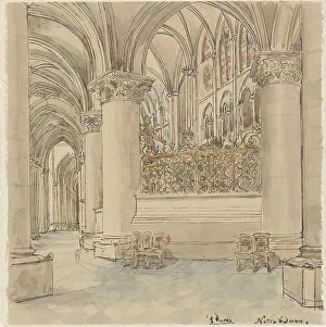 4th Arrondissement Prints: Interior of Notre-Dame in Paris, 1872-1904. Creator: Wilhelm Cornelis Bauer