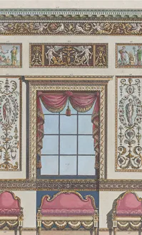 Interior Ornamented Wall with Window and Furniture, nos. 411-424... February 15, 1792