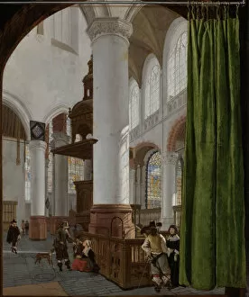 Interior of the Oude Kerk in Delft, 1654. Artist: Houckgeest, Gerard (ca. 1600-1661)