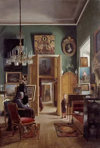 Oil On Canvas Mounted On Masonite Prints: Interior of the Painter's Home in Stockholm, 1867. Creator: Karl Stefan Bennet