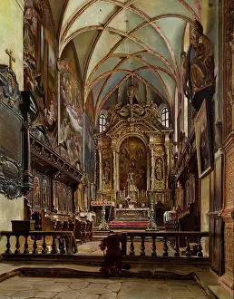 Parish Church Prints: Interior of the Parish Church in Krosno, 1877. Creator: Aleksander Gryglewski
