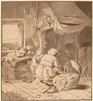 Cornelis Ploos Van Amstel Collection: Interior of a Peasant House with Two Women, 1772, published 1787