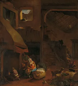 Crib Prints: Interior of a peasant hut, 1650-1693. Creator: Hendrik Mommers