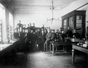 Employee Prints: Interior of a physiology laboratory either at the Institute of Experimental Medicine or