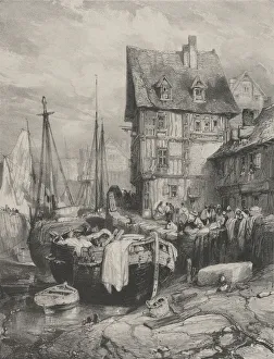 Eugene Louis Gabriel Prints: Interior of a Port, 1833. 1833. Creator: Eugene Isabey