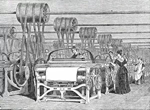 Cloth Collection: Interior of a Power-Loom factory, 1844. Creator: Unknown