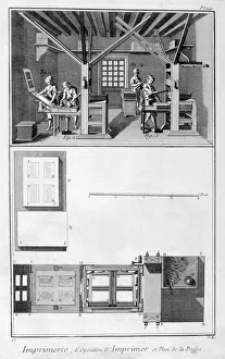 Trainee Prints: Interior of a Printing Works and Plan of a Press, 1751-1777