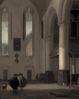 Atmosphere Prints: Interior of a Protestant Church, 1677. Creator: Emanuel de Witte
