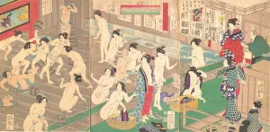 Buckets Gallery: Interior of a Public Bath, 19th century. Creator: Utagawa Yoshiiku