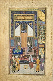 Carpet Prints: Interior Reception, Folio 36r from a Bustan of Sa di, ca. 1525-35. Creator: Shaikh Zada