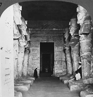 Breasted Prints: Interior of the rock-hewn temple of Abu Simbel, Egypt, 1905. Artist: Underwood & Underwood