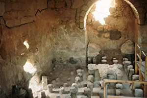 Hypocaust Gallery: Interior of a Roman bath-house showing the hypocaust
