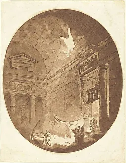 Roulette Prints: Interior of a Roman Villa, 1765. Creator: Jean Claude Richard Saint-Non
