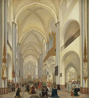 Lutheran Cathedral Prints: The Interior of Roskilde Cathedral, 1824. Creator: Ditlev Martens