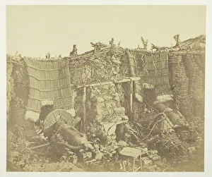 Interior of the (Russian) Barrack Battery, Showing Mantelets, 1855 Interior of the (Russian) Barrack Battery, Showing Mantelets, 1855