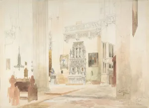 St Severin Prints: Interior of Saint Severin Church in Erfurt, 1855. Creator: Carl Georg Anton Graeb