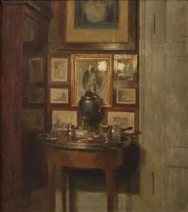 Samovar Prints: Interior with samovar, evening, 1902. Creator: Peter Vilhelm Ilsted