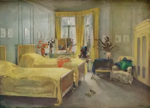 Sims Collection: An Interior Scene: a bedroom designed by Mme. Gloria Silva at the Hotel Metropole, London, (1922)