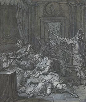 Pillaging Gallery: Interior scene with soldiers pillaging, 17th century. Creator: Unknown