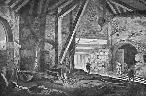 Pulley Prints: Interior of a Smelting-House at Broseley, Shropshire, 1788, (1904)