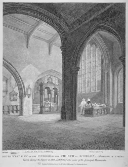 Interior south-west view of the Church of St Helen, Bishopsgate, City of London, 1817