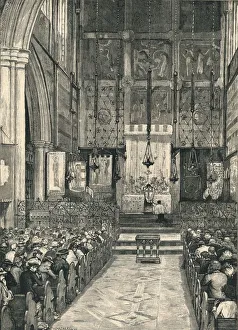 Congregation Gallery: Interior of St. Albans Church, Holborn, late 19th century. Creator: William Hatherell