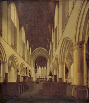 Interior of St Bavo Church in Haarlem. View from the Nave towards the Choir, 1660-1703. Creator: Isaak van Nickele