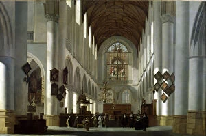 Berckheyde Collection: Interior of St. Bavo Church in Harlem 1668, oil on canvas by Job Berckheyde