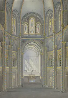 Romanesque Prints: The interior of St. Gereon's Church in Cologne