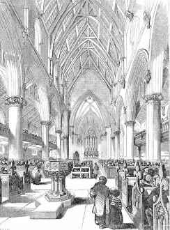 Church Service Gallery: Interior of St. Giless Church, Camberwell, 1844. Creator: Stephen Sly