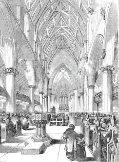 St Giless Church Prints: Interior of St. Giless Church, Camberwell, 1844. Creator: Stephen Sly