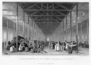Fisher Prints: The Interior of St Johns Market, Liverpool, 1834. Artist: Austin
