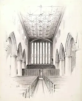 St Machars Cathedral Prints: Interior of St Machar's Cathedral-illustration for 'The Heraldic Ceiling of St Machar's