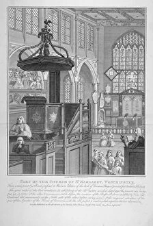 Congregation Gallery: Interior of St Margarets Church, Westminster, London, 1808. Artist: John Brock
