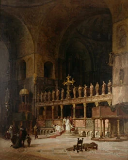 Basilica Collection: Interior of St. Mark s, Venice, 1869. Creator: David Dalhoff Neal