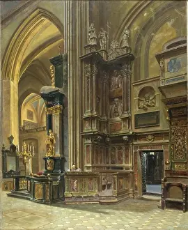 High Ceiling Prints: Interior of St Mary's Church in Krakow