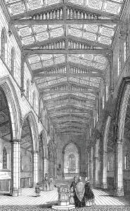 Marys Church Prints: Interior of St. Marys New Church, Herne Hill, 1844. Creator: Unknown