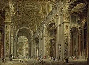 1750s Prints: Interior of St Peter's Cathedral in Rome
