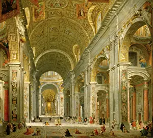 Visitor Prints: Interior of St. Peter's, Rome, 1750