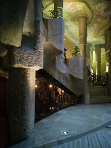 Interior staircase of La Pedrera, Barcelona, Spain, 2020. Creator: Ethel Davies