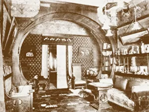 Photochrom Gallery: Interior of the study in the villa Black Swan of Nikolai Pavlovich Ryabushinsky, 1910s