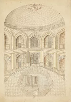 Begam Gallery: Interior of the Taj Mahal Mausoleum, early 19th century. Creator: Unknown