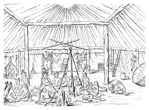 Interior of a Teepee, 1841. Artist: Myers and Co