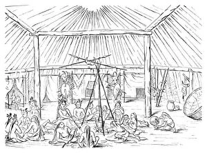 Interior of a Teepee, 1841.Artist: Myers and Co