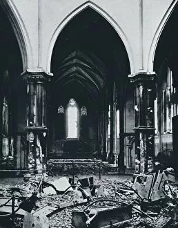 Interior of the Temple Church after the fire, 1941