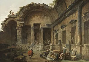 Capital Prints: Interior of the Temple of Diana at Nimes, unknown date. Creator: Hubert Robert