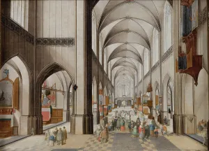 Jan Brueghel Prints: Interior of a Three-Aisled Gothic Church during a Sermon
