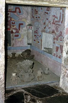 Mexican Prints: Interior of Tomb 104, Classic Period, Monte Alban, Mexico, c550