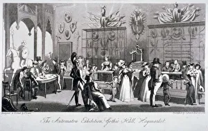 Theodore Lane Prints: Interior view of the Automaton Exhibition in the Gothic Hall, Haymarket, London, 1826