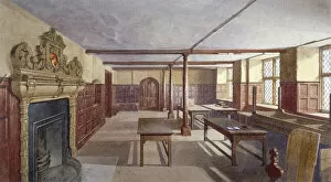 Charterhouse School Collection: Interior view of the boys dining room in Charterhouse, London, 1885